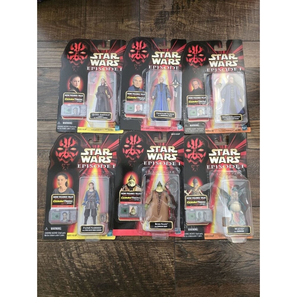 Star Wars Episode I CommTech Lot of 6 Amidala Padme Palpatine Valorum Watto Nass